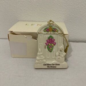 Vintage Lenox Holiday Homecoming Door Christmas Ornament Snowman Tree The Browns